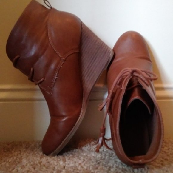 Women's Wedge Booties - Brown Size 11 - Picture 3 of 5
